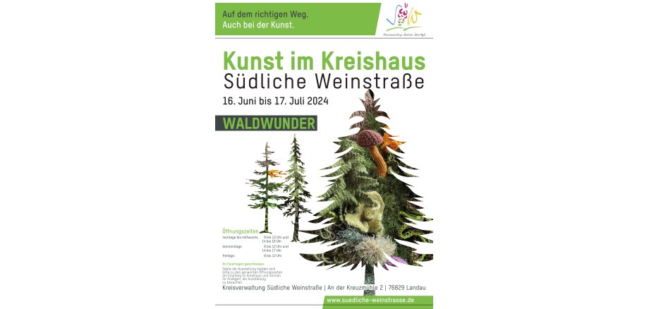 Flyer zur Ausstellung WALDWUNDER im Kreishaus der Kreisverwaltung Südliche Weinstraße.