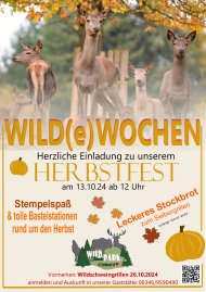 Flyer zum Herbstfest 2024 im Wild- und Wanderpark Südliche Weinstraße.